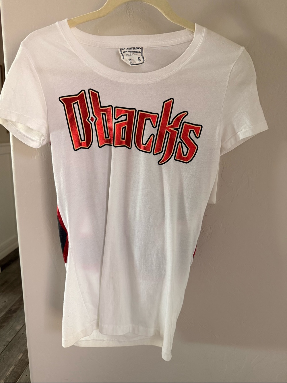 PINK Victoria's Secret White D-backs Graphic Tee with Red Logo